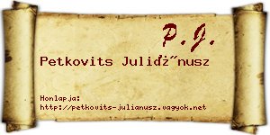 Petkovits Juliánusz névjegykártya